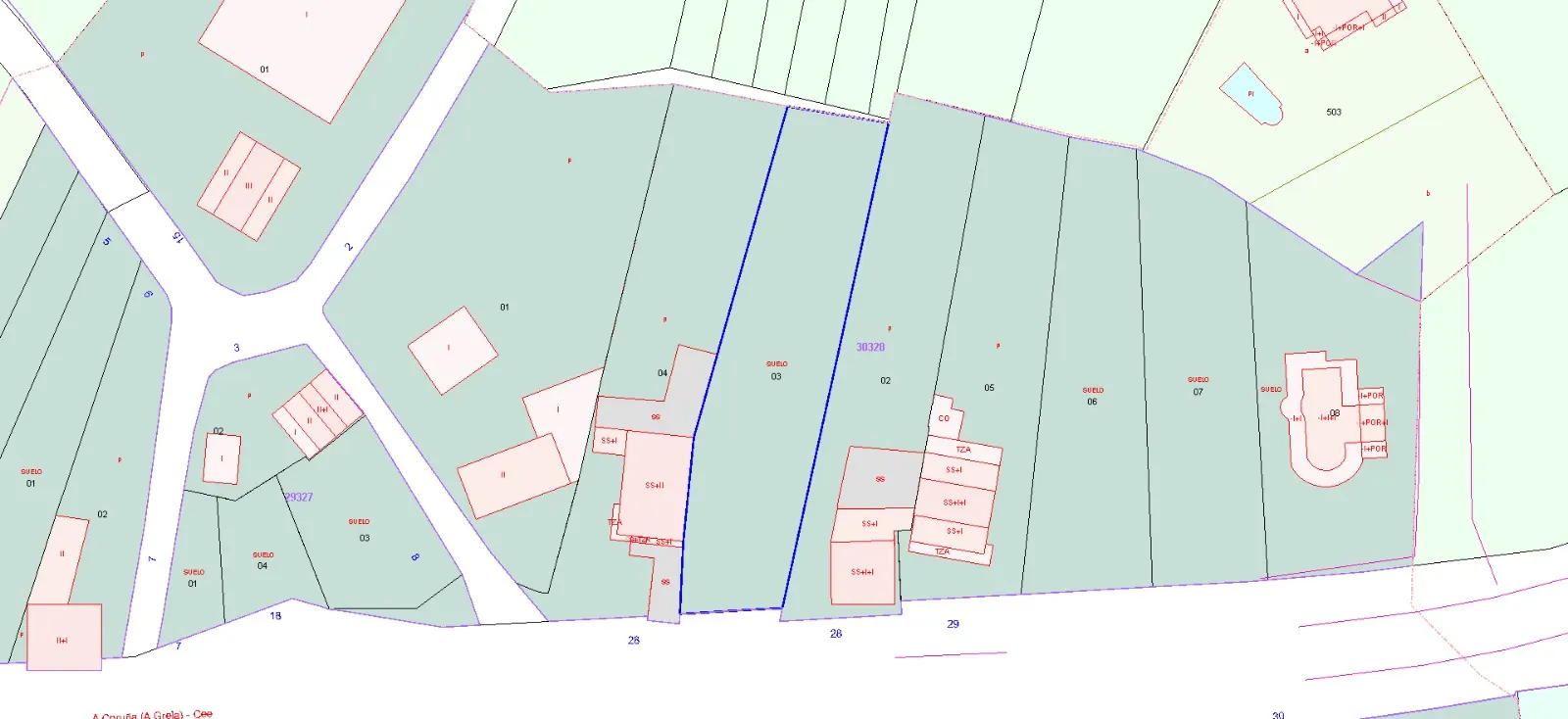 Plano catastral de la parcela de 1.016 m²